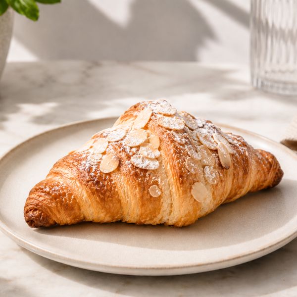 Almond croissant on a plate