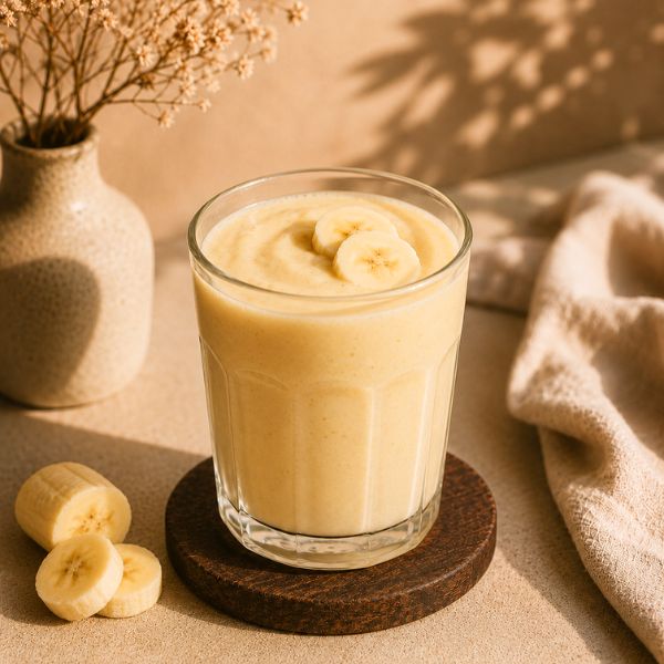 Banana smoothie in a glass