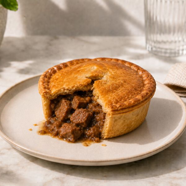 Beef pie on a plate