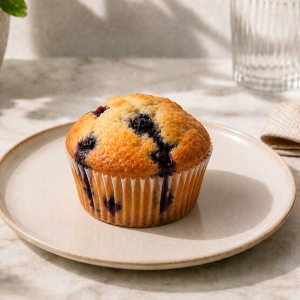 Blueberry muffin on a plate