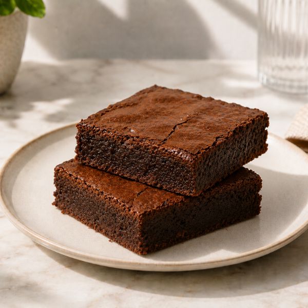 Chocolate brownie on a plate