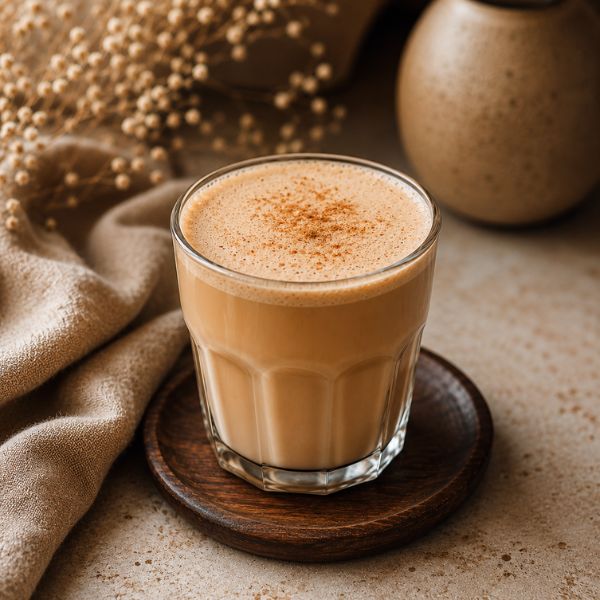 Chai latte in a glass