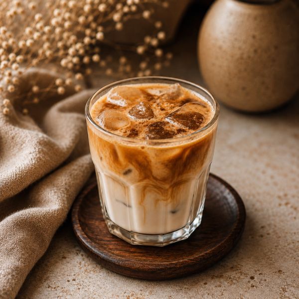 Iced latte in a glass
